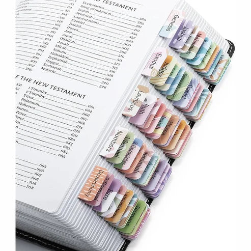 Bible Tabs, 120 Count, Laminated, Easy Apply, Old & New Testament, Includes 30 Customizable Blank Tabs