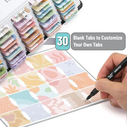Bible Tabs, 120 Count, Laminated, Easy Apply, Old & New Testament, Includes 30 Customizable Blank Tabs