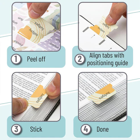Bible Tabs, 120 Count, Laminated, Easy Apply, Old & New Testament, Includes 30 Customizable Blank Tabs