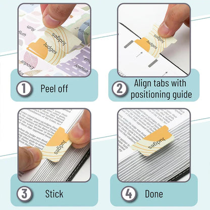 Bible Tabs, 120 Count, Laminated, Easy Apply, Old & New Testament, Includes 30 Customizable Blank Tabs