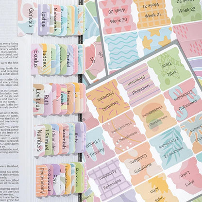 Bible Tabs, 120 Count, Laminated, Easy Apply, Old & New Testament, Includes 30 Customizable Blank Tabs